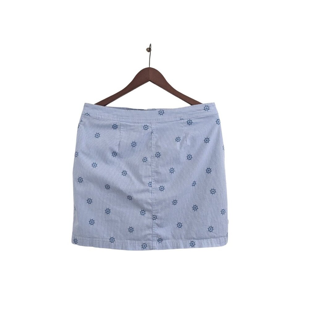 Karen Scott Nautical Ship Wheel Skort Size 8 Blue White Cotton Stretch - Picture 3 of 6